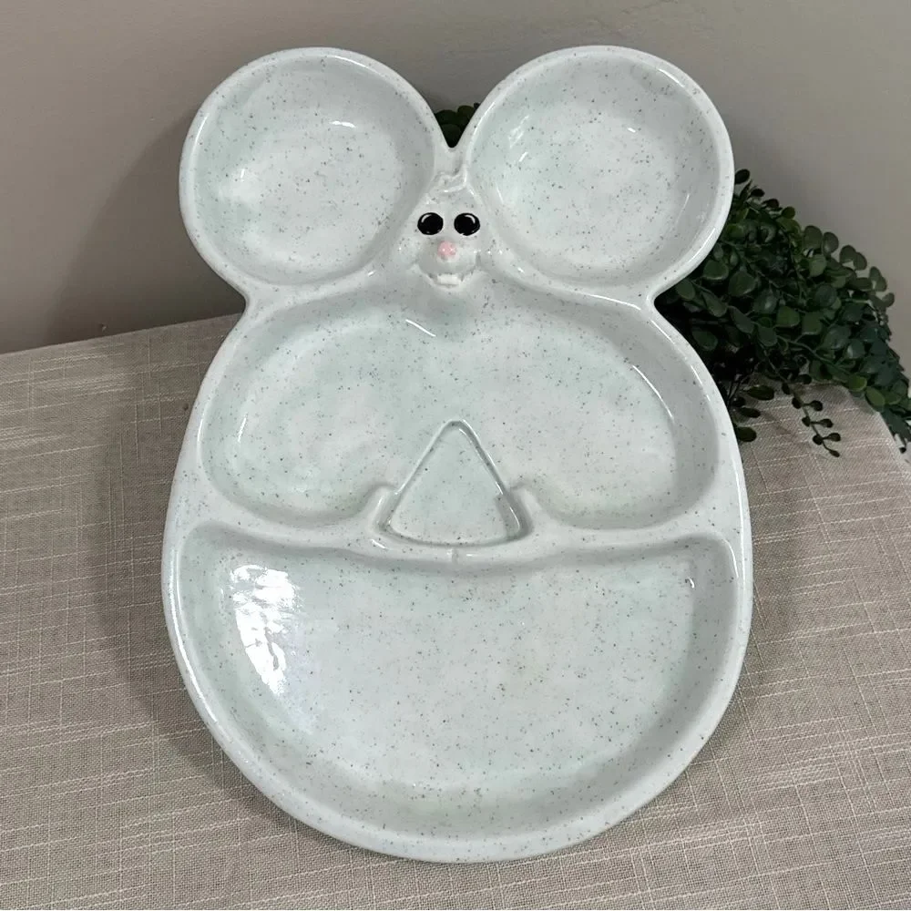 Vintage Speckled Mouse Snack Tray Serving Platter Kawaii Cottagecore Kitchen